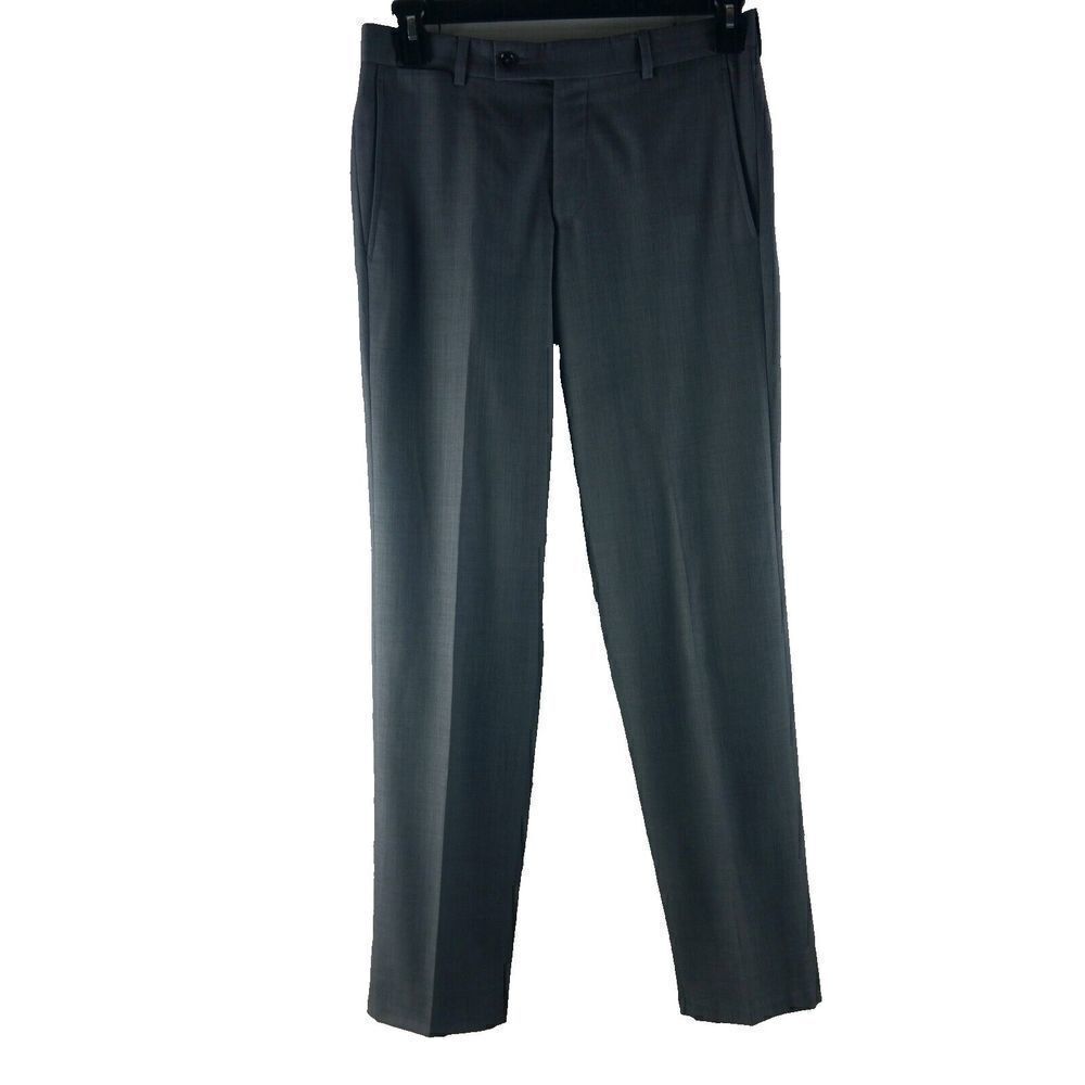 Ted Baker Italian Fashion 29R Men's 100% Wool Gray Dress Pants 31x32 Flat Front